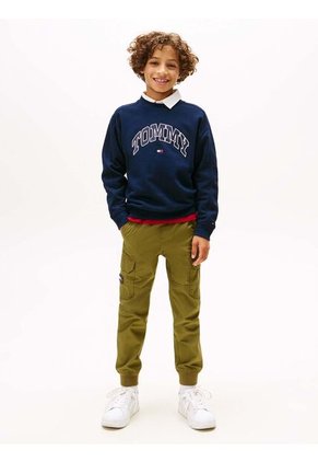 Saco Azul De Cuello Redondo Con Logo Tommy Hilfiger