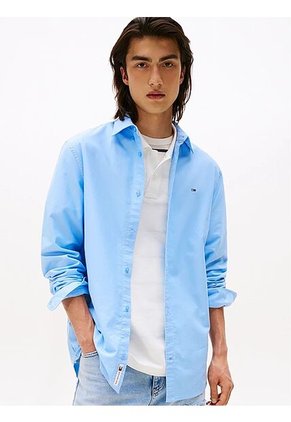 Camisa Celeste Oxford Con Cuello Abotonado Tommy Jeans