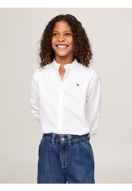 Blusa Blanca De Popelín Con Volantes Tommy Hilfiger