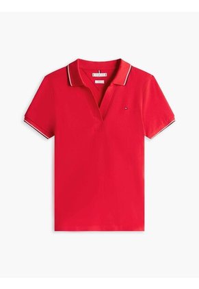 Polo Rojo 1985 De Corte Slim Con Ribetes Tommy Hilfiger