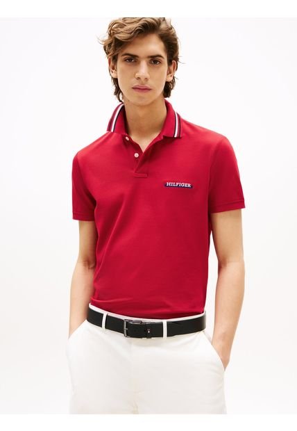 Polo Rojo De Corte Regular Con Logo Tommy Hilfiger