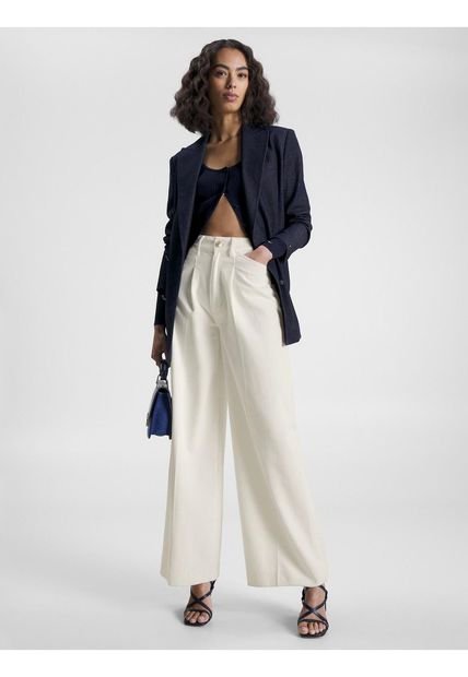 Pantalones Blanco De Talle Alto Y Pierna Ancha Tommy Hilfiger