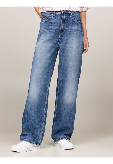 Jeans Azul De Talle Alto Rectos De Corte Amplio Tommy Hilfiger