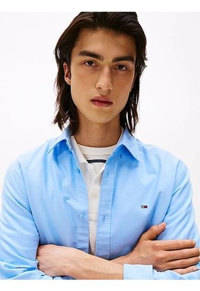 Camisa Celeste Oxford Con Cuello Abotonado Tommy Jeans