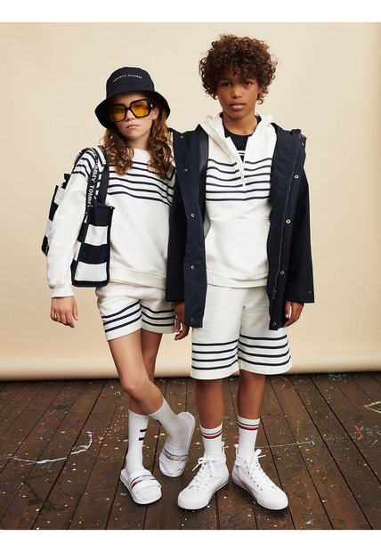 Saco Con Rayas Marineras Y Logo Niña Blanco Tommy Hilfiger
