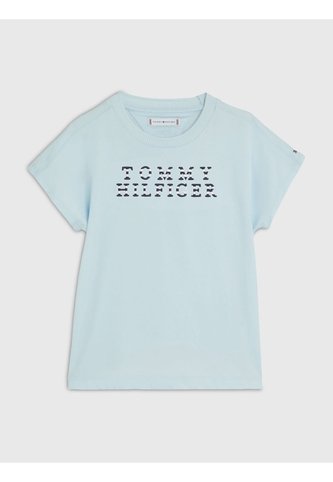 Camiseta Con Logo De Rayas Náuticas Niña Celeste Tommy Hilfiger Tommy Hilfiger