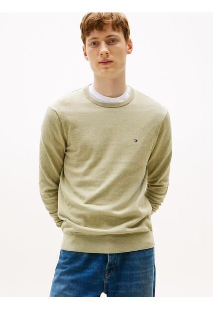 Saco Verde De Cuello Redondo Con Logo Bordado Tommy Hilfiger