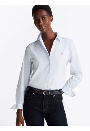 Camisa Celeste De Popelín De Corte Regular Tommy Hilfiger
