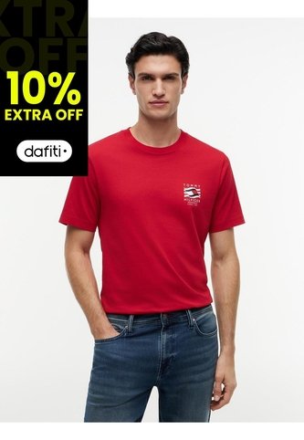 Camiseta Roja De Corte Regular Con Logo Box Flag Tommy Hilfiger Tommy Hilfiger