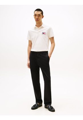 Polo Blanco De Corte Regular Con Logo Tommy Hilfiger