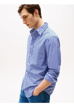 Camisa Azul TH Flex De Cuadros Y Corte Regular Tommy Hilfiger