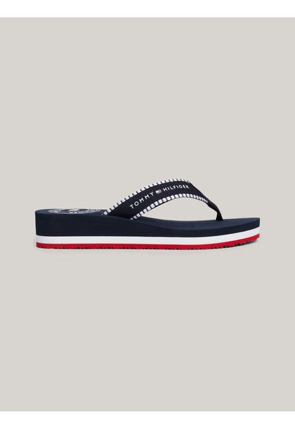 Sandalias Azul Con Tiras De Tejido Trenzado Y Logo Tommy Hilfiger