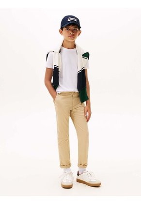 Camiseta Blanca De Punto Con Logo Bordado Tommy Hilfiger