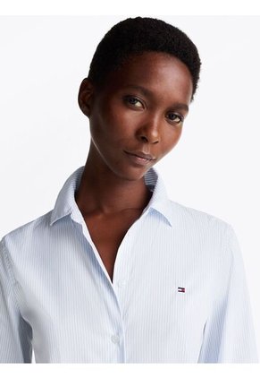 Camisa Celeste De Popelín De Corte Regular Tommy Hilfiger