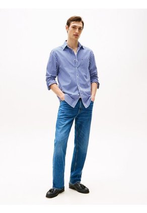 Camisa Azul TH Flex De Cuadros Y Corte Regular Tommy Hilfiger