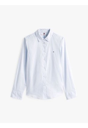 Camisa Celeste De Popelín De Corte Regular Tommy Hilfiger
