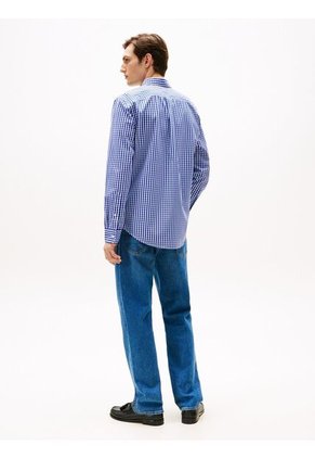 Camisa Azul TH Flex De Cuadros Y Corte Regular Tommy Hilfiger
