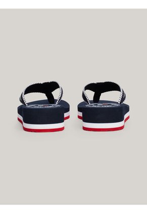 Sandalias Azul Con Tiras De Tejido Trenzado Y Logo Tommy Hilfiger