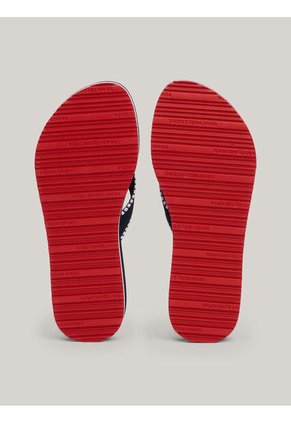 Sandalias Azul Con Tiras De Tejido Trenzado Y Logo Tommy Hilfiger