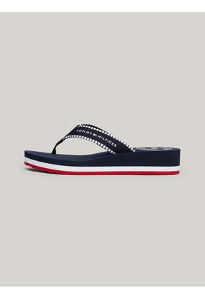 Sandalias Azul Con Tiras De Tejido Trenzado Y Logo Tommy Hilfiger