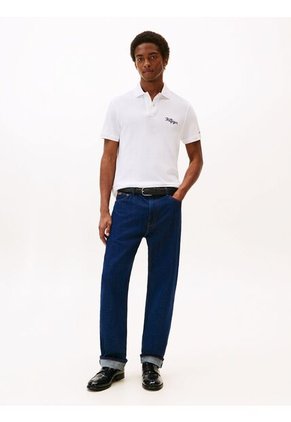 Polo Blanco De Corte Regular Con Logo Gráfico Tommy Hilfiger