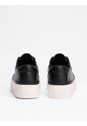 Tenis Negro De Cuero Con Monogramas TH Tommy Hilfiger