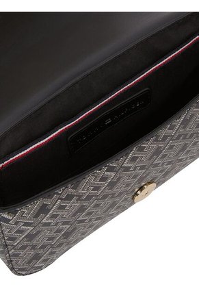 Bolso Negro Cruzado Con Estampado De Monograma Tommy Hilfiger