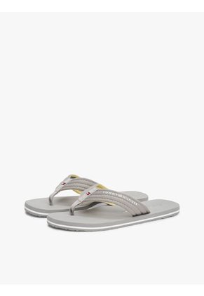 Sandalias Gris De Tela Trenzada Con Logo Tommy Hilfiger