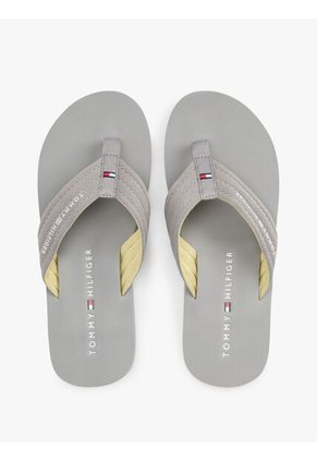 Sandalias Gris De Tela Trenzada Con Logo Tommy Hilfiger