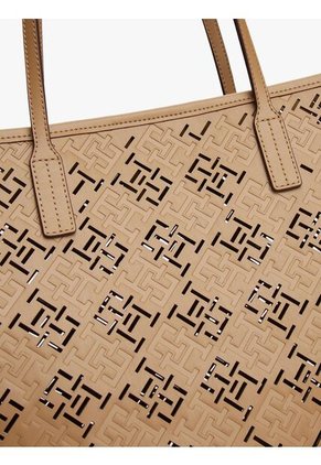 Bolso Beige Tote City Con Monograma TH Tommy Hilfiger