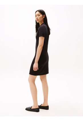 Vestido Negro Tipo Polo Con Cuello En V Abierto Tommy Hilfiger