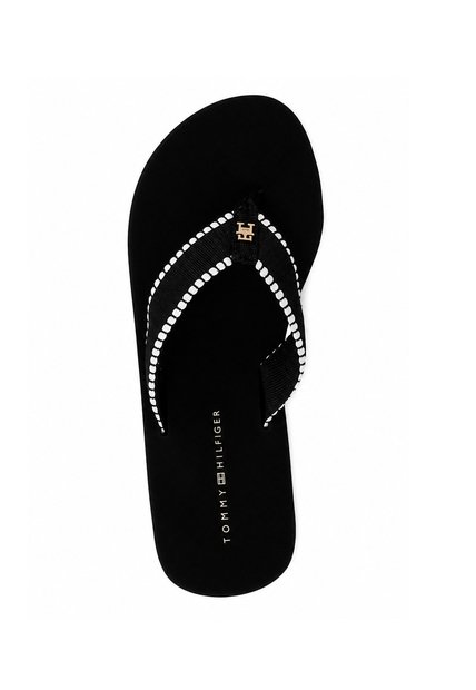 Sandalias Negro De Cuña Con Monograma TH Tommy Hilfiger