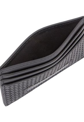 Tarjetero Negro De Cuero Con Textura Trenzada Tommy Hilfiger