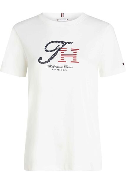 Camiseta Blanca Con Logo Gráfico De Corte Regular Tommy Hilfiger