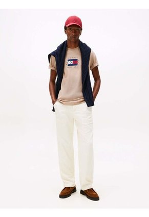 Camiseta Beige De Punto Con Logo Gráfico Tommy Hilfiger