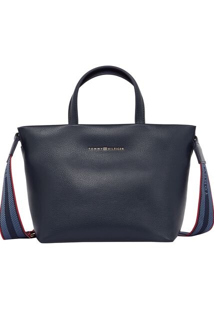 Bolso Azul Tote Con Correa Cruzada Tejida Tommy Hilfiger