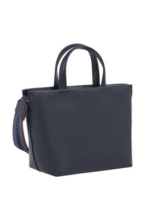 Bolso Azul Tote Con Correa Cruzada Tejida Tommy Hilfiger