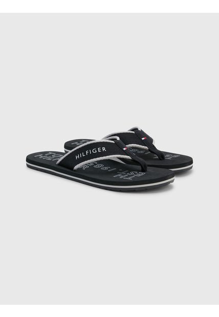 Sandalias De Tejido Trenzado Con Logo Hombre Negro Tommy Hilfiger