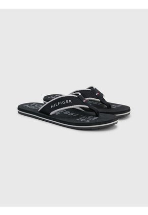 Sandalias De Tejido Trenzado Con Logo Hombre Negro Tommy Hilfiger