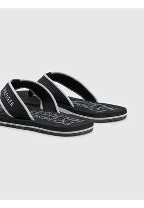 Sandalias De Tejido Trenzado Con Logo Hombre Negro Tommy Hilfiger