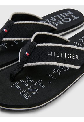 Sandalias De Tejido Trenzado Con Logo Hombre Negro Tommy Hilfiger