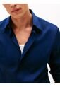 Camisa Azul Twill De Corte Regular Con Cuello Flexible Tommy Hilfiger de Tommy Hilfiger