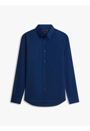 Camisa Azul Twill De Corte Regular Con Cuello Flexible Tommy Hilfiger