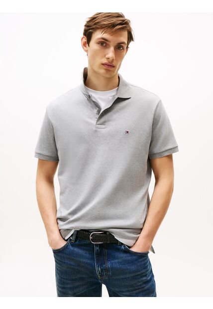 Polo Gris De Punto Interlock De Corte Regular Tommy Hilfiger
