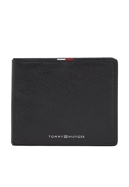 Billetera Negra Corporate De Cuero Con Monedero Tommy Hilfiger
