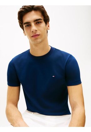 Camiseta Azul De Tejido Interlock Con Corte Slim Tommy Hilfiger