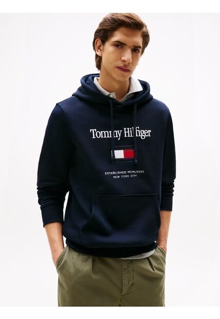 Buzo Azul Con Capota Con Logo Gráfico Tommy Hilfiger