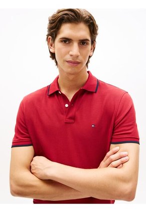 Polo Rojo De Piqué Con Corte Regular Tommy Hilfiger