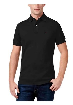 Polo Adaptive Con Logo Hombre Negro Tommy Hilfiger