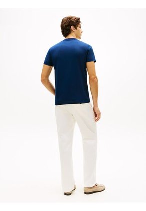 Camiseta Azul De Tejido Interlock Con Corte Slim Tommy Hilfiger
